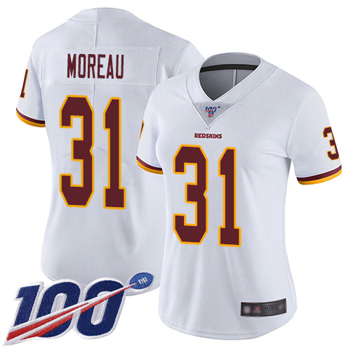 Washington Redskins Limited White Women Fabian Moreau Road Jersey NFL Football 31 100th Season